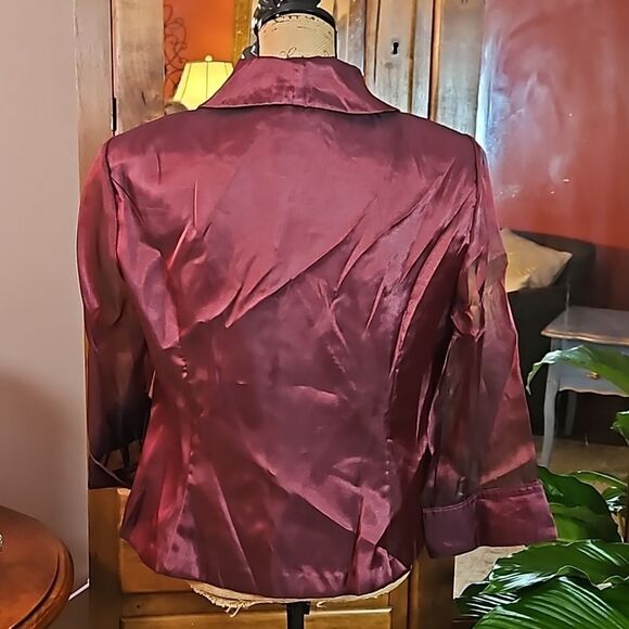 Lori Max Burgundy Evening Jacket with Rhinestones size 1X - Picture 6 of 11